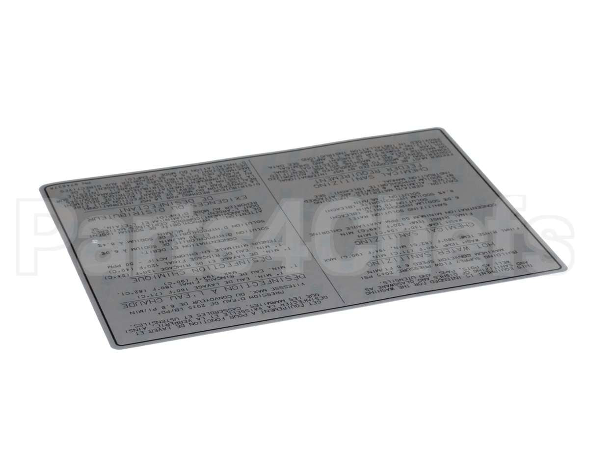 00-974827 Hobart Label, Dishwasher-Bilingual