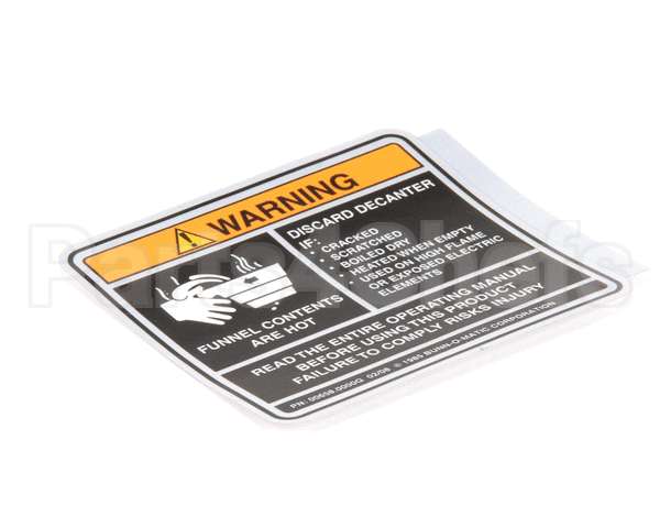 00658.0000 Bunn Decal,Warning-Decanter/Funnel