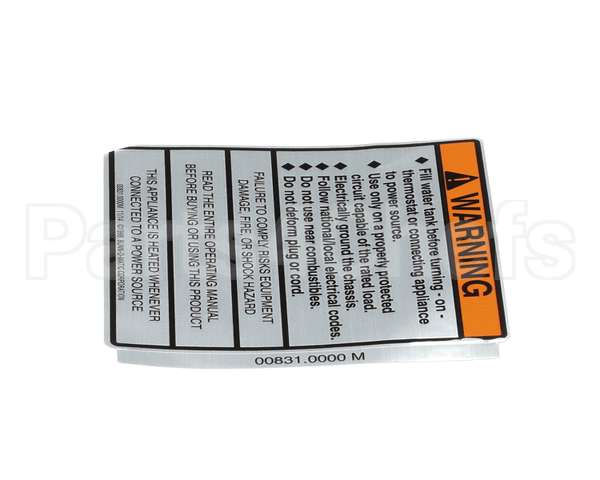 00831.0000 Bunn Decal, Warning-Electrical