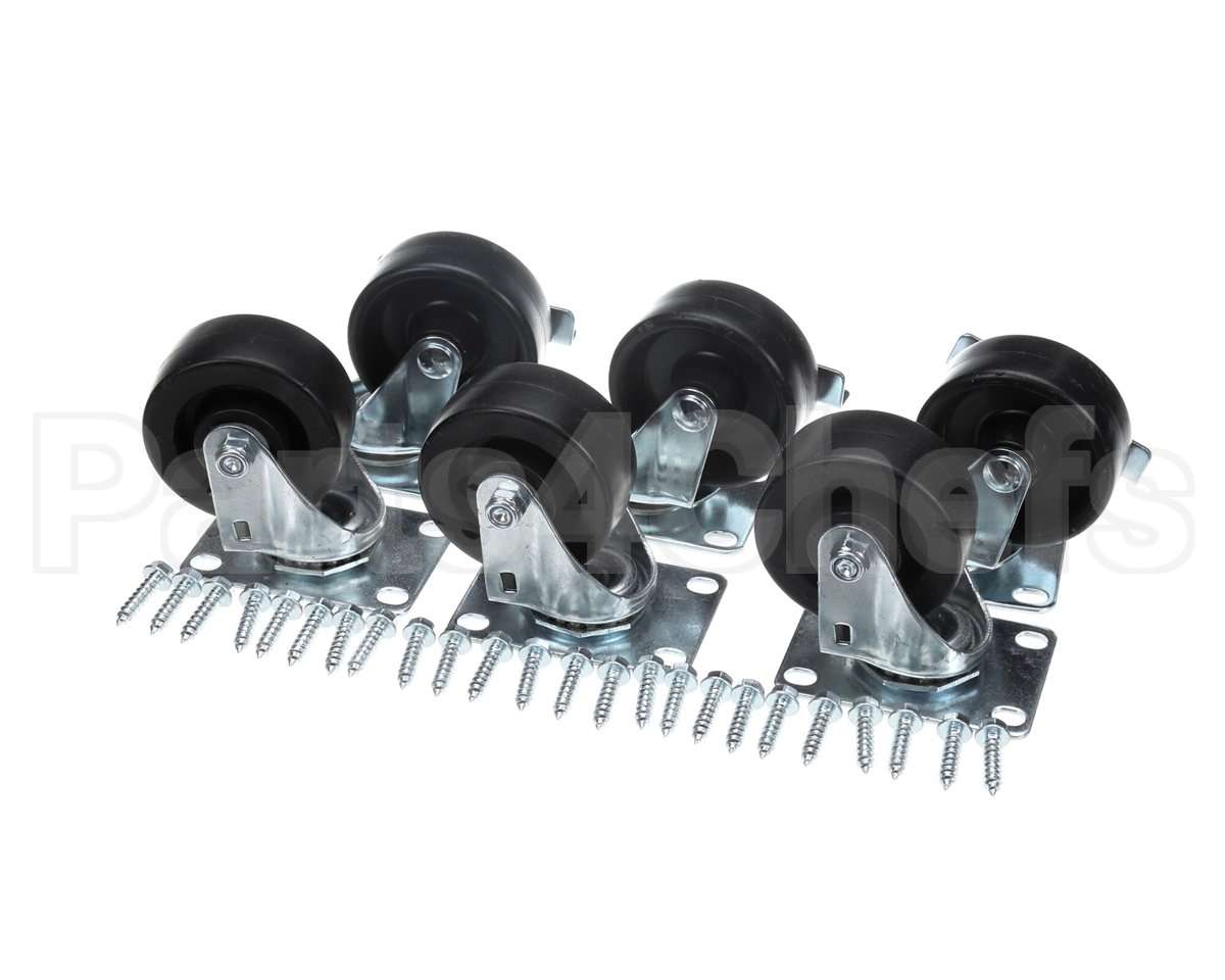 00C31S074A Beverage Air Caster Kit - 3" Plate, 6 Cstrs(3 Lck,3 N