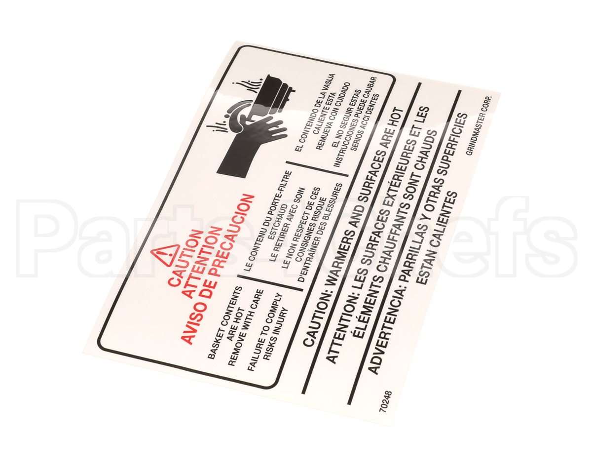 070248 Grindmaster Cecilware Label Warning A546-213