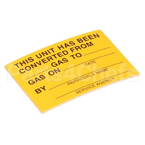 1163932 Compatible Southbend Label, Gas Conversion