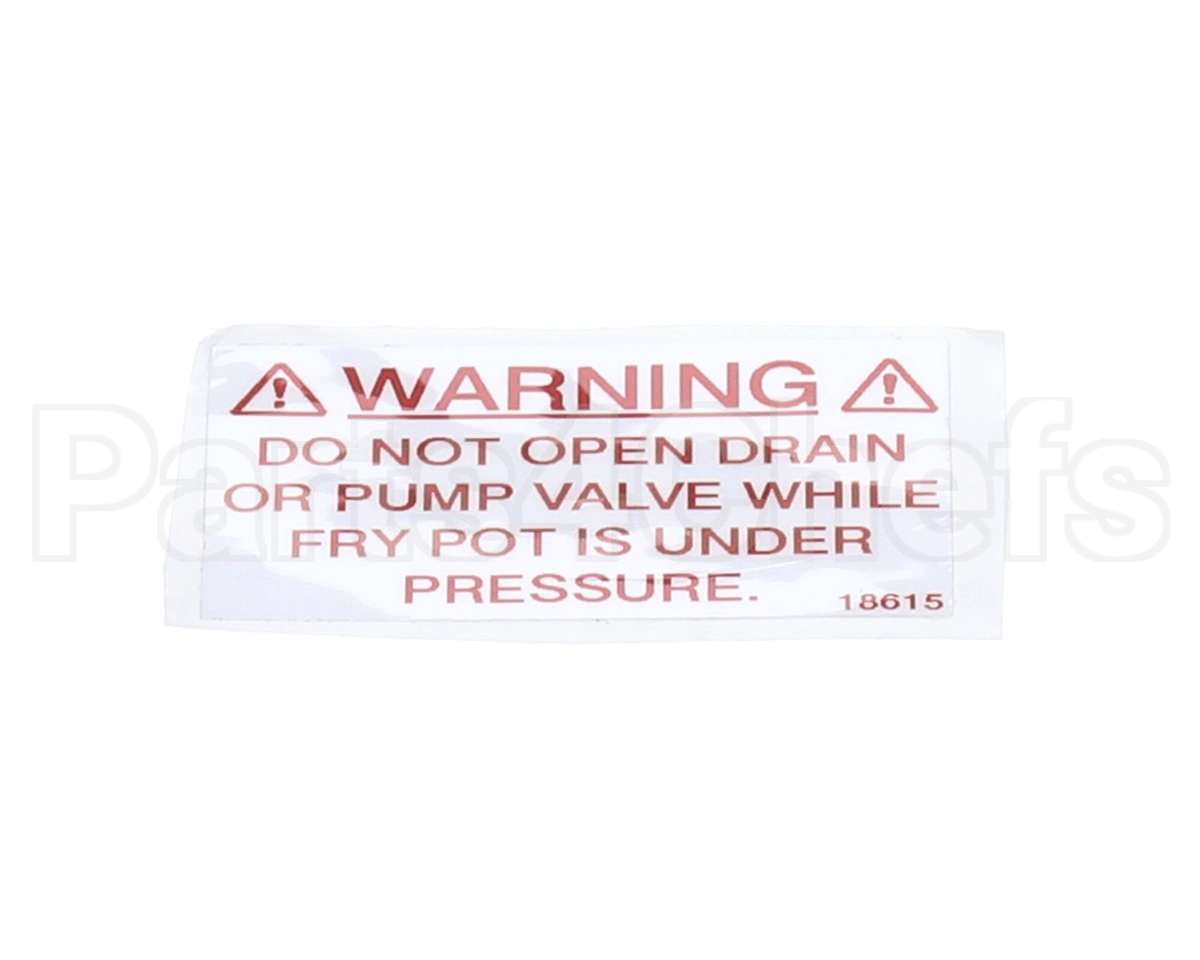18615 Henny Penny Label - Drain Valve Warning