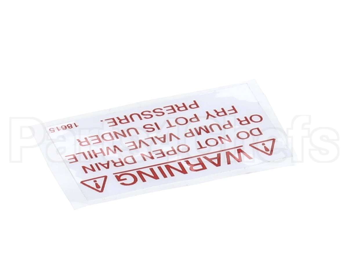 18615 Henny Penny Label - Drain Valve Warning