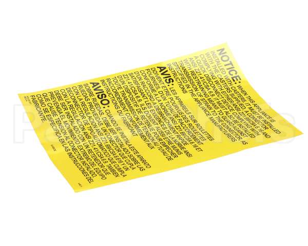 23317 Ultrafryer Decal, Instruction Gas Fryr Se