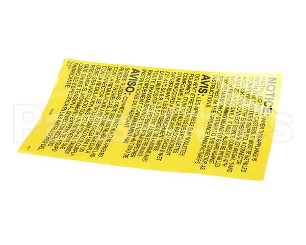 23317 Ultrafryer Decal, Instruction Gas Fryr Se