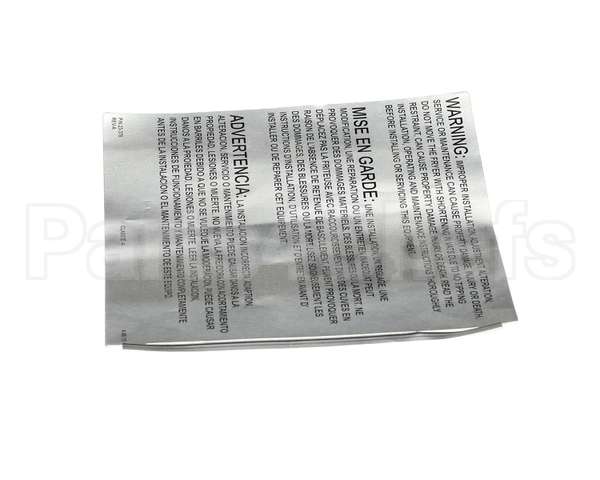 23376 Ultrafryer Decal, Warning -Improper Insta