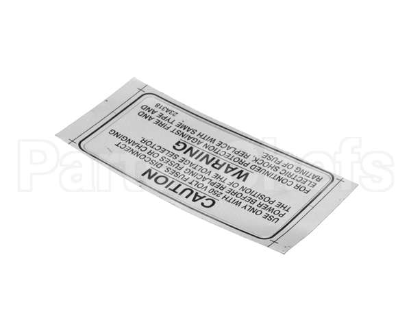 23A318 Ultrafryer Decal, Warning 250V Fuse Note