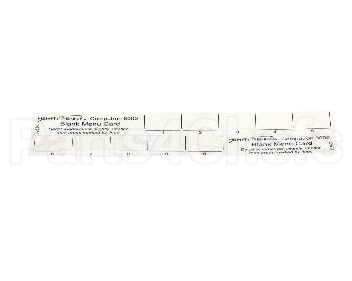 32634 Henny Penny Menu Card-C8000 Blank