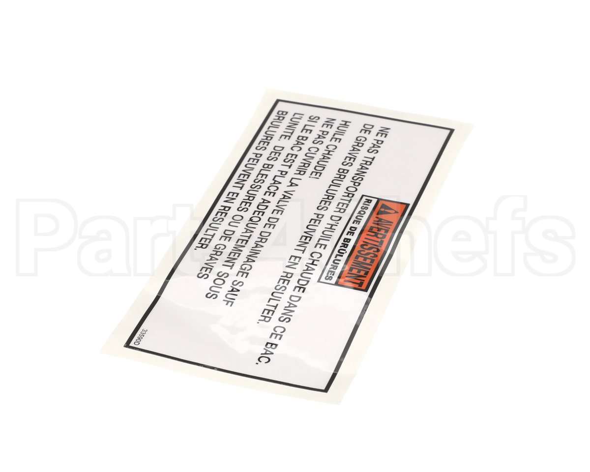 33590 Henny Penny Label-Warning Drain Pan, Fre