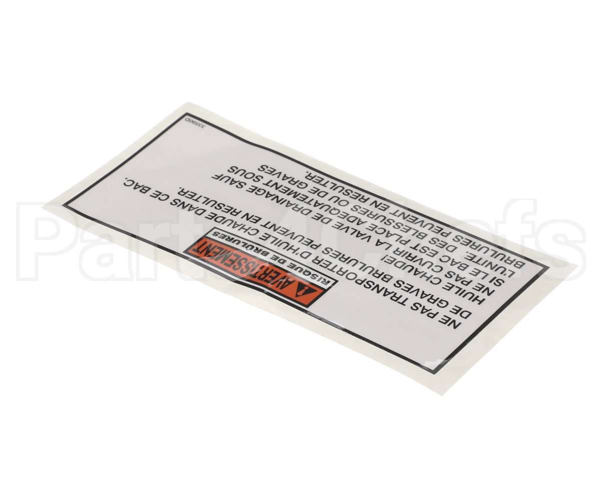 33590 Henny Penny Label-Warning Drain Pan, Fre