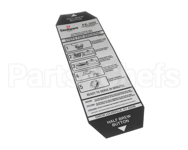 380-00066 Grindmaster Cecilware Label, Instructions - Fe200