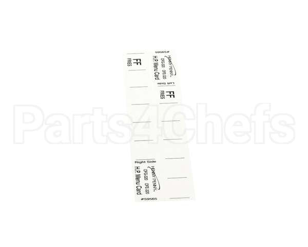59565 Henny Penny Menu Card - Hp Gm