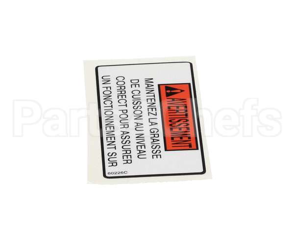 60226 Henny Penny Label-Oil Level Warning, Fre