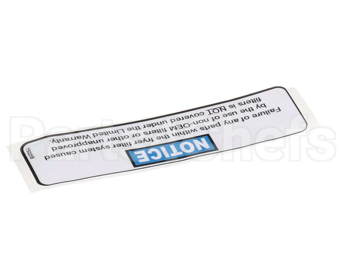 75025 Henny Penny Label - Filter Notice