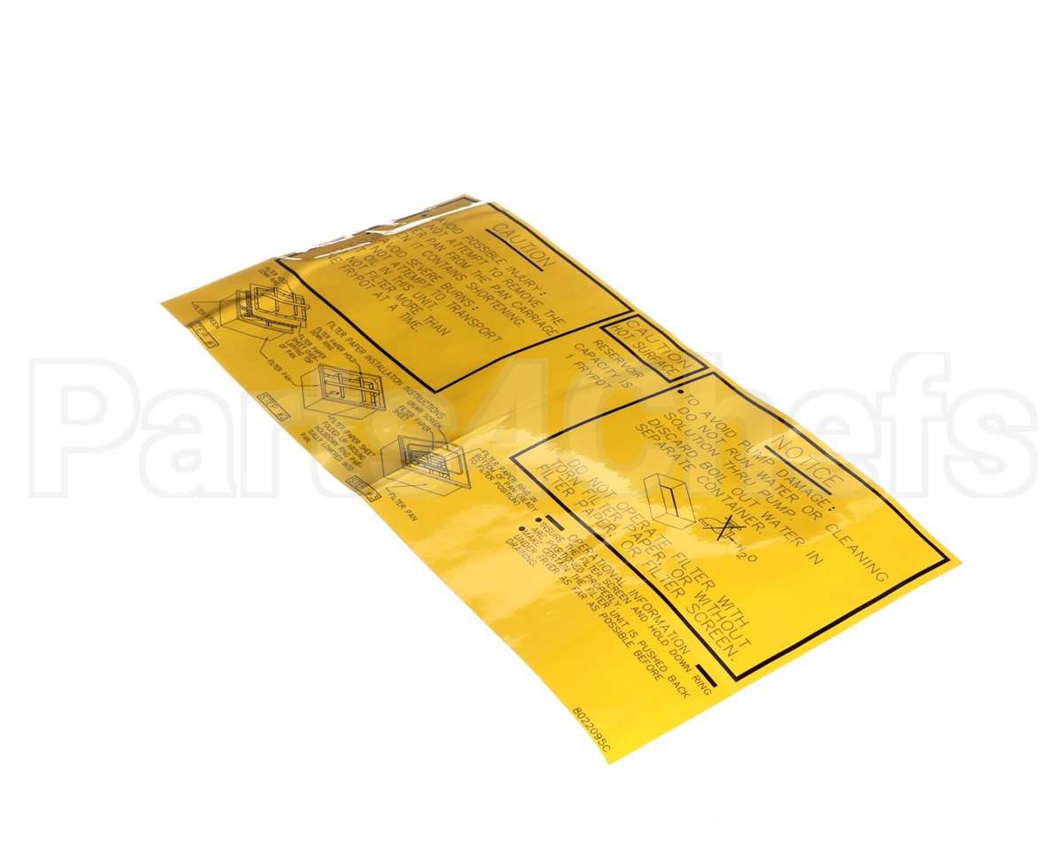 8022095 Frymaster Label, Fpp Filter Pan Assembly