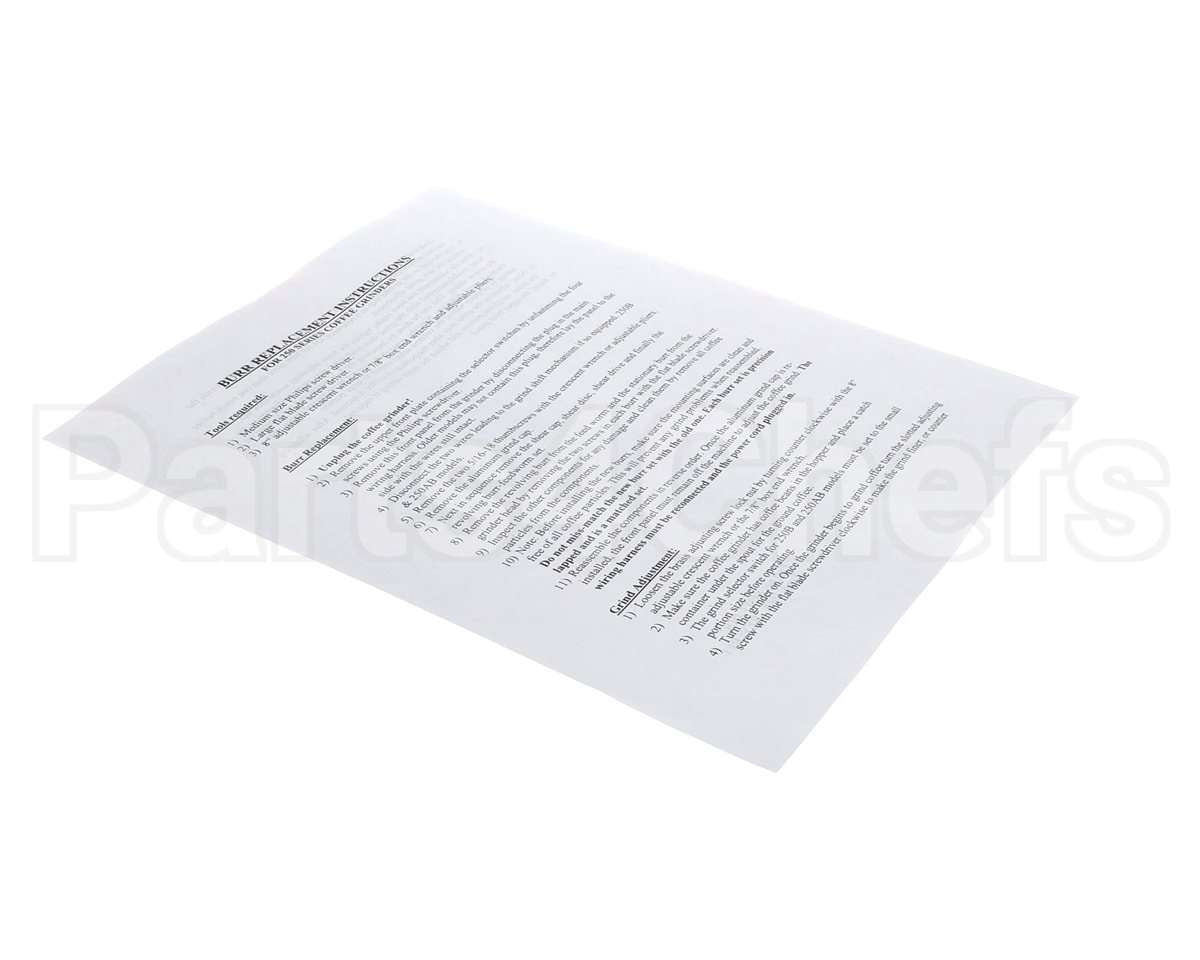 84913 Grindmaster Cecilware Instructions, Kit, Burr Replacement