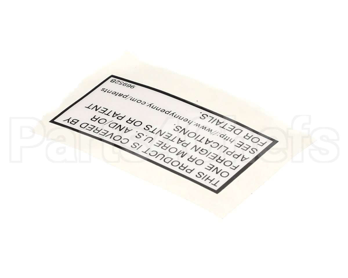 96952 Henny Penny Label-Patent, General
