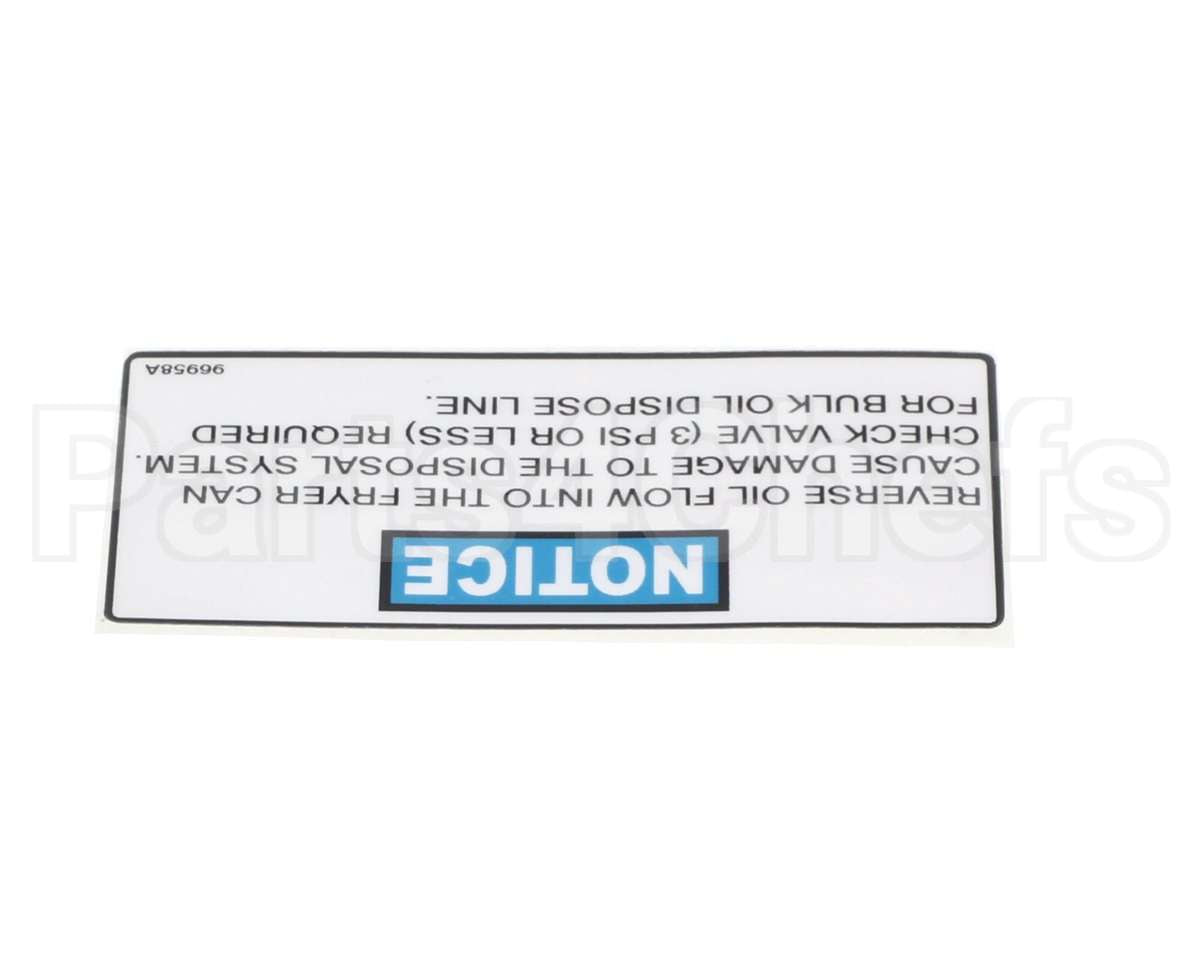96958 Henny Penny Label - Notice Check Valve