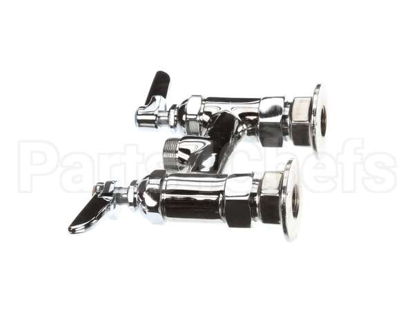 B-0225-LN T&S Brass Double Pantry Base Faucet, Swivel Outlet