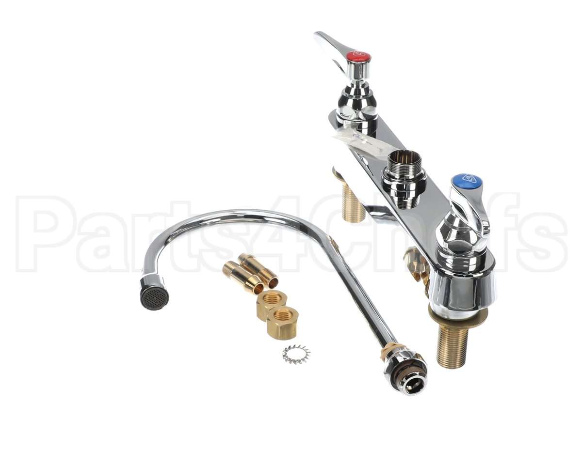 B-1142-XS T&S Brass Workboard Faucet, Deck Mount, 8 Centers,