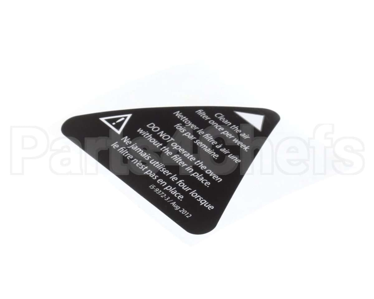 I5-9372-3 Turbochef Label, Filter Warning, Eng-Fre