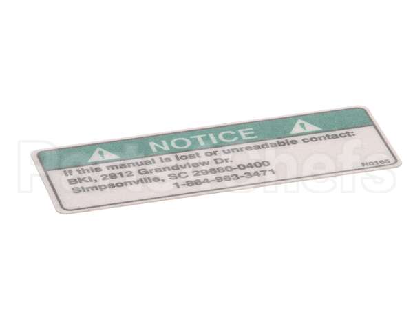 N0165 Bki Decal, Notice Lost Manual