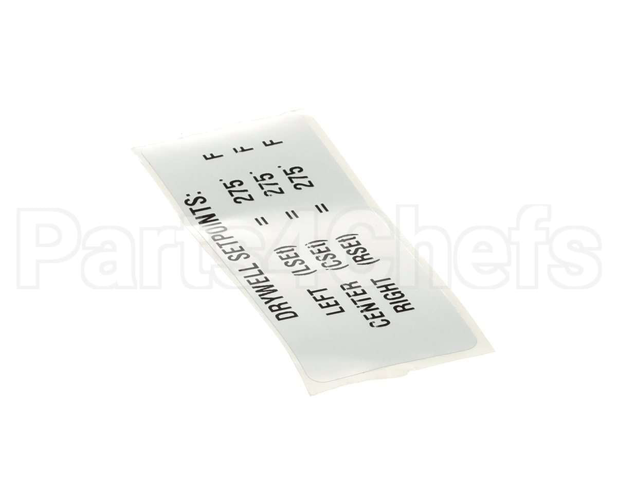 TBP00149 Delfield Label,Drywell Setpoints