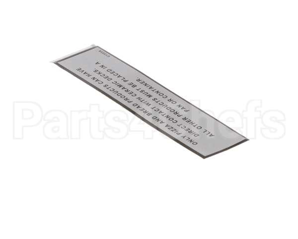 U1333A Bakers Pride Label; Warning [Pizza Oven/Cor