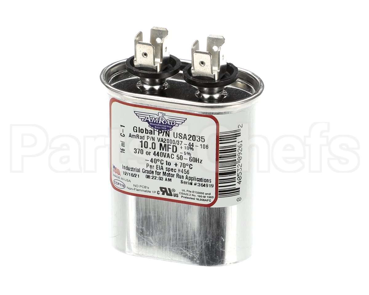 USA2035 Trane Capacitor; 10Mfd 370/440V Oval Usa Made