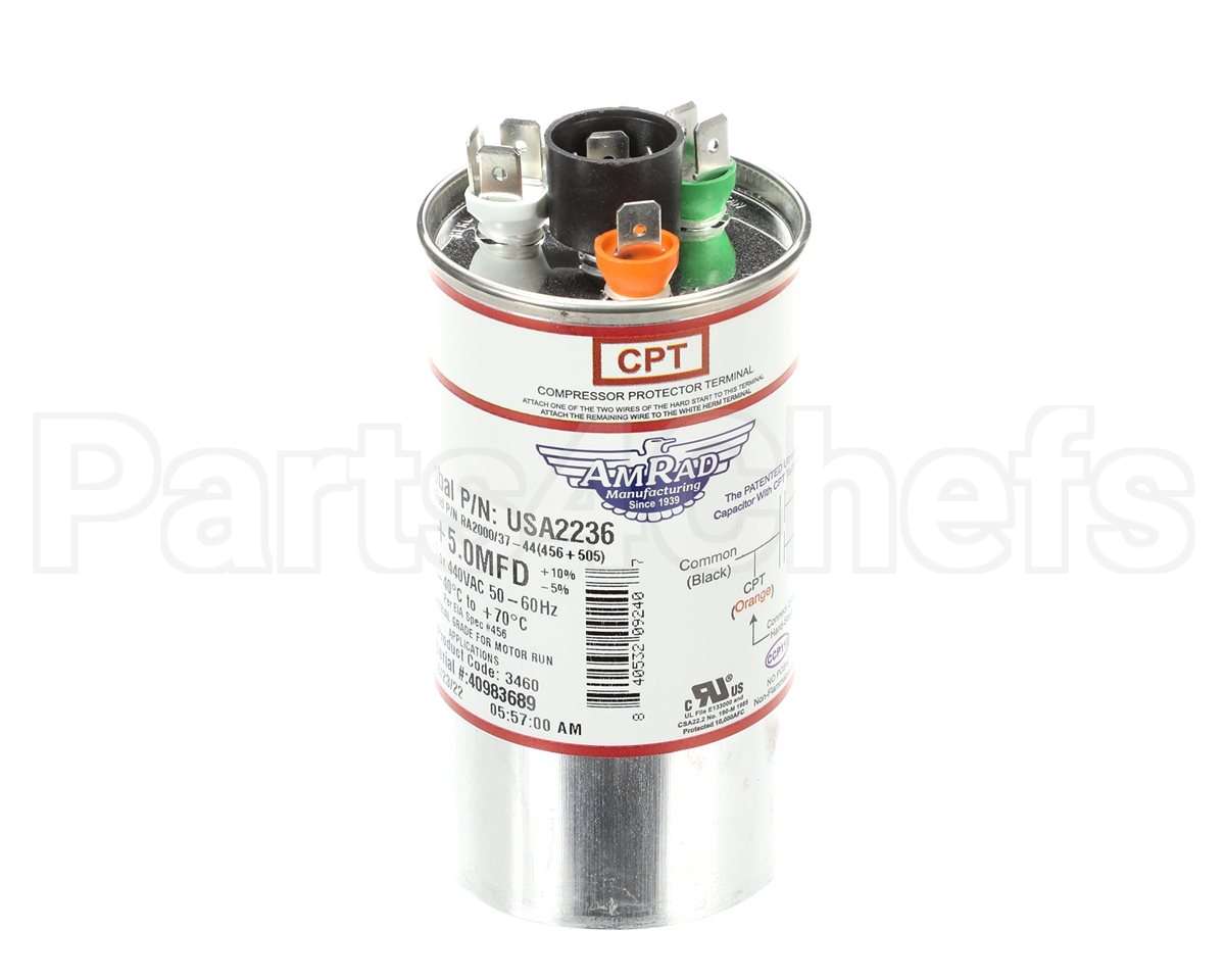 USA2236 Trane Capacitor; 45/5Mfd 370/440V Rnd Usa Made