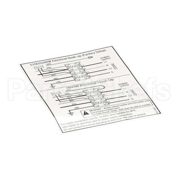 WC-38167 Compatible Curtis Label, Dual Voltage Power Hook