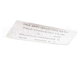 00-421727-00015 Vulcan Hart Label,Conversion (Gas) Blank