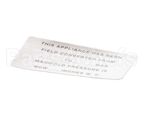 00-421727-00015 Vulcan Hart Label,Conversion (Gas) Blank