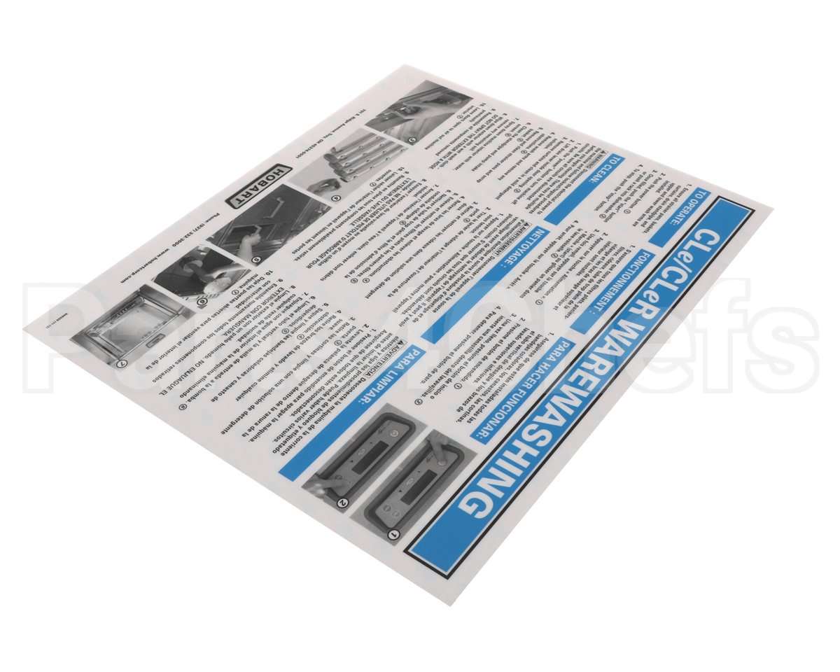 00-948326 Hobart Label, Instruction Cleaning, T