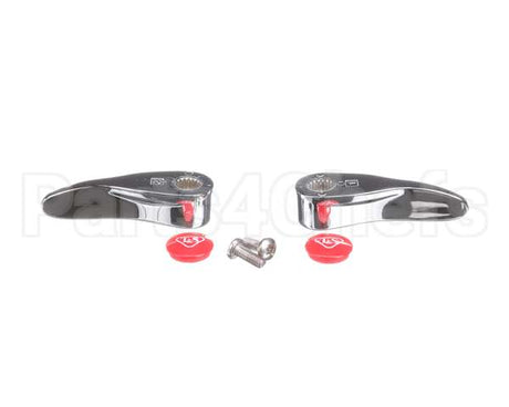 001637-45NS-M2 T&S Brass New-Style Lever Handles, Red Indexes (T&