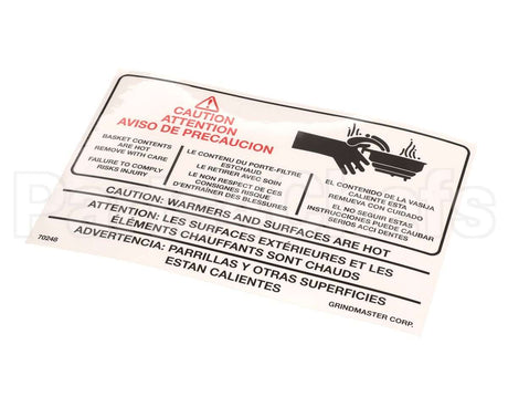 070248 Grindmaster Cecilware Label Warning A546-213