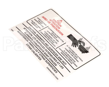 070248 Grindmaster Cecilware Label Warning A546-213