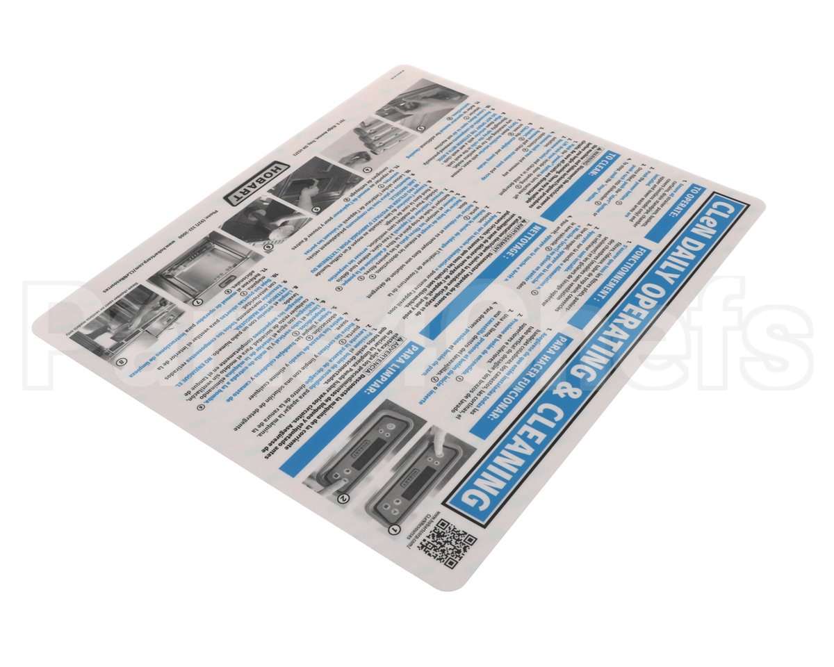0F-047613 Hobart Label, Operating Cleaning Istr