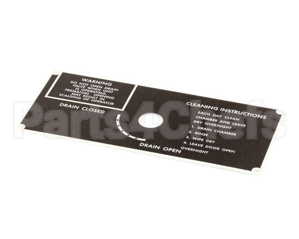 10-5938 Market Forge Plate, Drain Panel Clean Instr