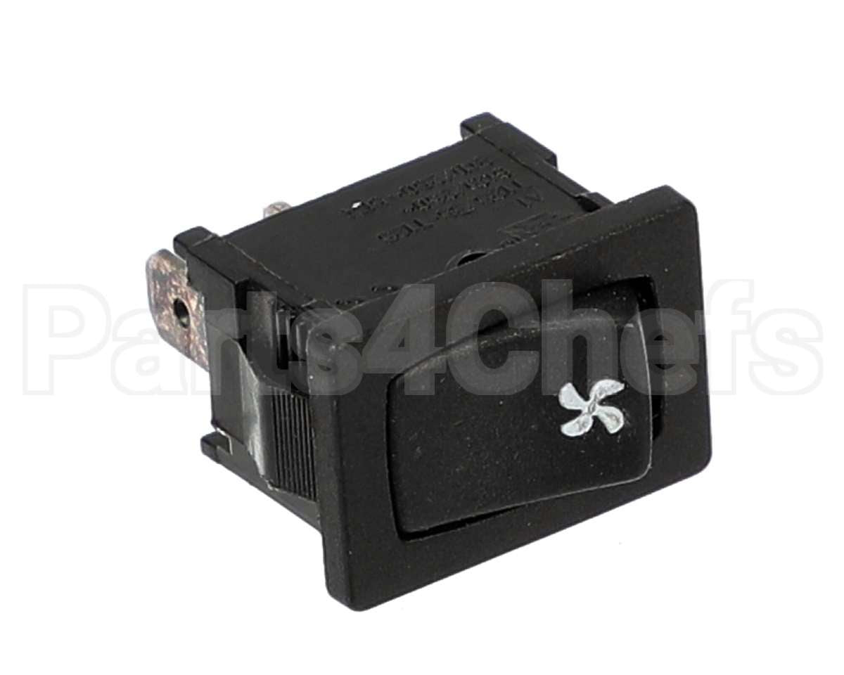 1026317A Perlick Switch, Momentary, Black, Fan Symbol