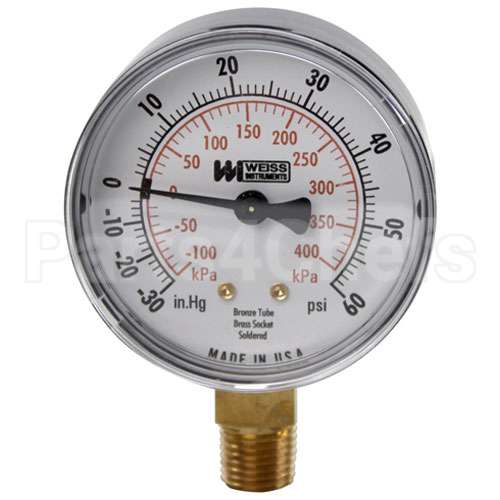 1594 Compatible Groen Compound Gauge 2-1/2, 30Vac-60Psi