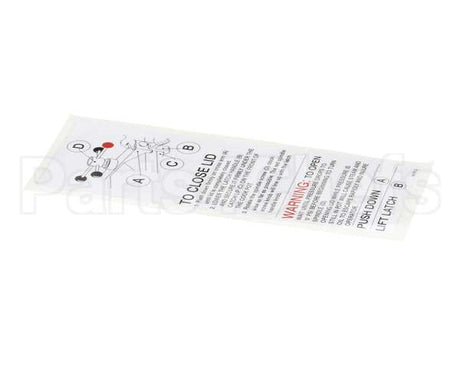 16181 Henny Penny Label - Lid Operating Instruct