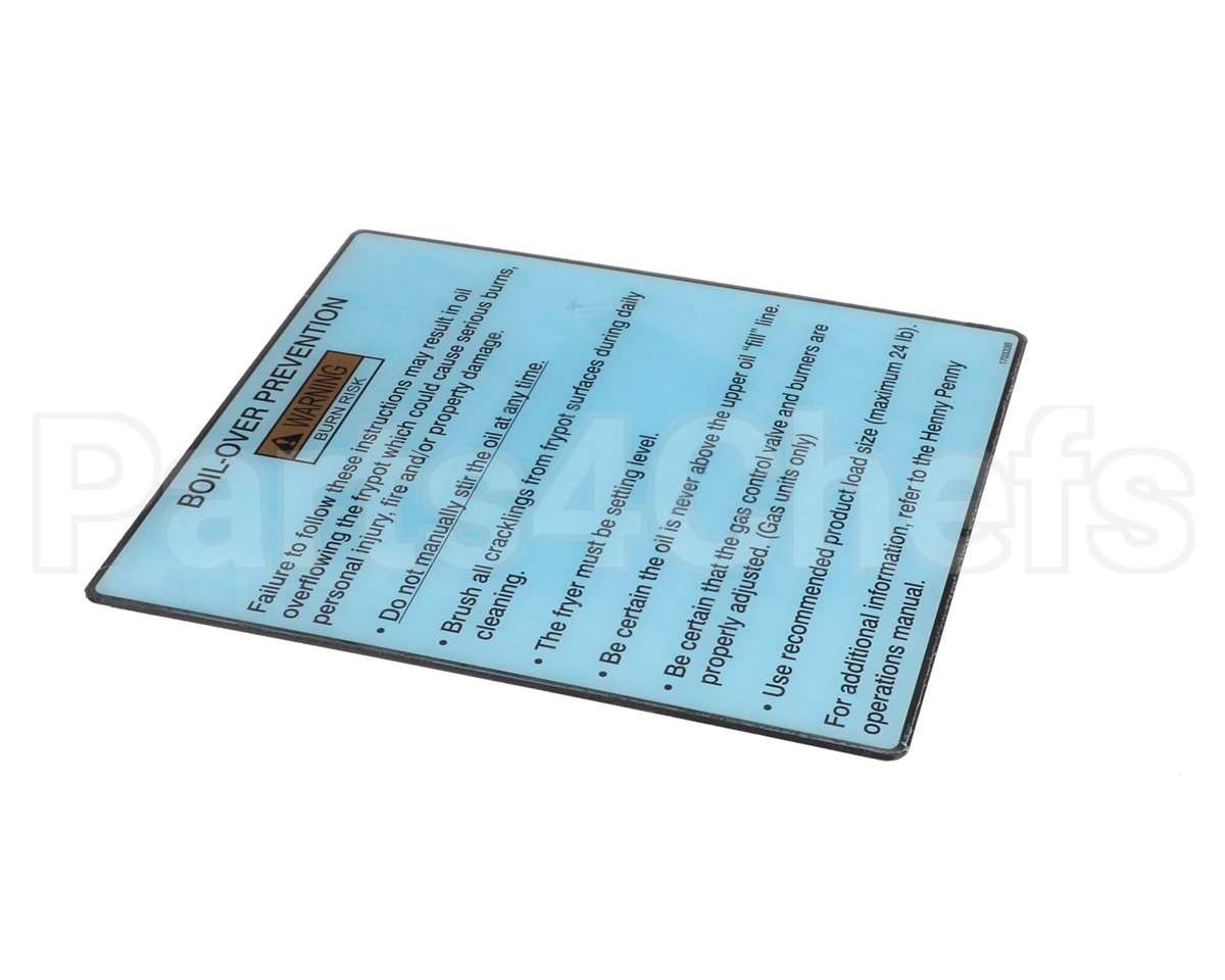170333 Henny Penny Label-Boilovr Prevnt,Gm,Veloc