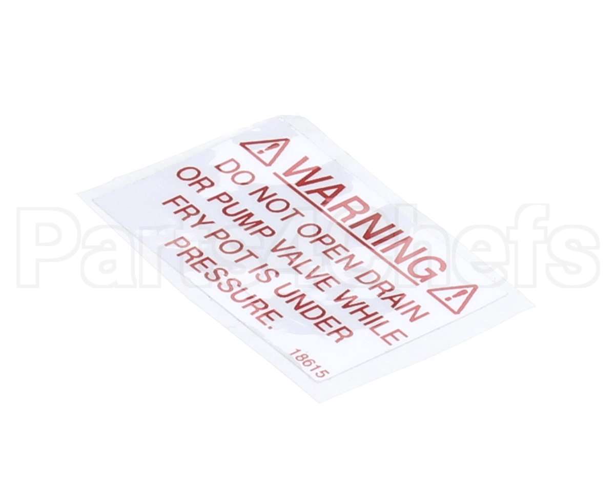 18615 Henny Penny Label - Drain Valve Warning