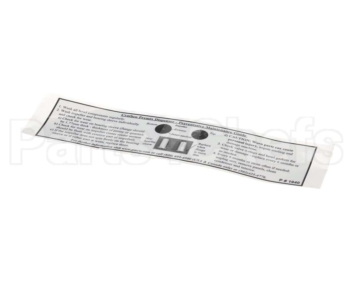 1940 Grindmaster Cecilware Decal, Maintenance Guide