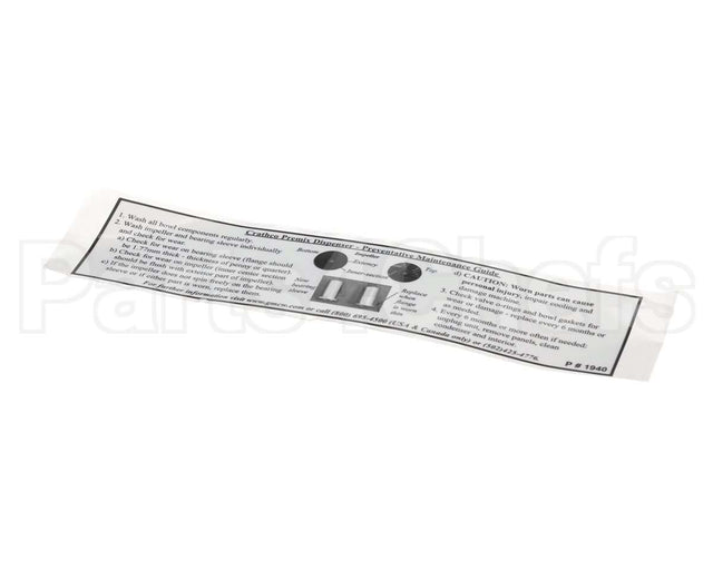 1940 Grindmaster Cecilware Decal, Maintenance Guide