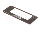 22289.0000 Bunn Decal, Control Panel-Cw