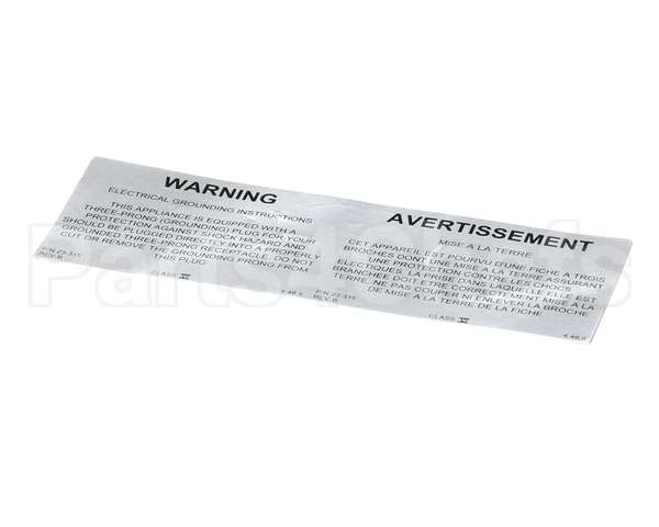 23315 Ultrafryer Decal, Warning Electrical Grou