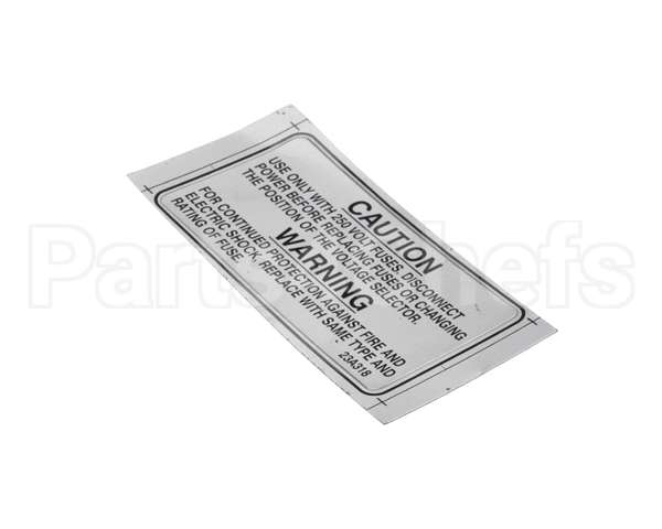23A318 Ultrafryer Decal, Warning 250V Fuse Note